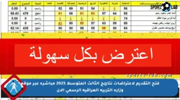 فتح التقديم لاعتراضات نتائج الثالث المتوسط 2025 مباشرة عبر موقع وزارة التربية العراقية الرسمي الآن